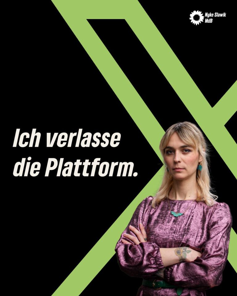Nyke Slawik verlässt die Plattform „X“ (ehemals Twitter).